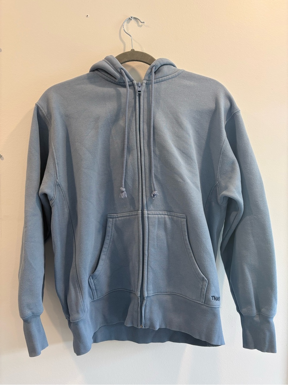TNA Aritzia Cozy Fleece Boyfriend Fit Zip Hoodie - Blue - Size 2XS